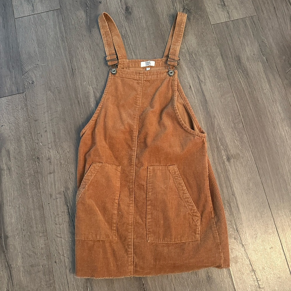 True Craft Brown Corduroy Overall Dress